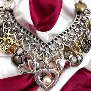 Vintage heart charms necklace. Vintage heart charm necklace. Great gift for her.